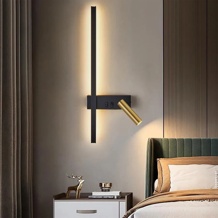 LED Glory 9W Черно злато Стенна лампа Външни стенни лампи Заглавие по подразбиране Alessandro Design
