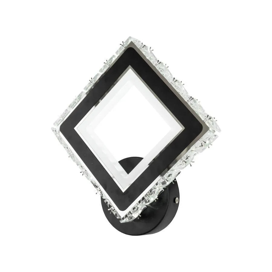 TERRANO LED стенна лампа с кристали, квадратна, 24W, студена/топла/неутрална светлина, черна и вътрешна стенна лампа от неръждаема стомана Заглавие по подразбиране Alessandro Design