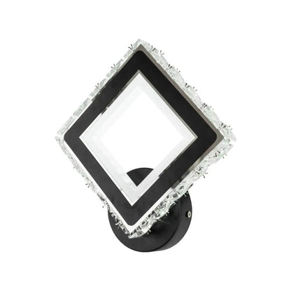 TERRANO LED стенна лампа с кристали, квадратна, 24W, студена/топла/неутрална светлина, черна и вътрешна стенна лампа от неръждаема стомана Заглавие по подразбиране Alessandro Design