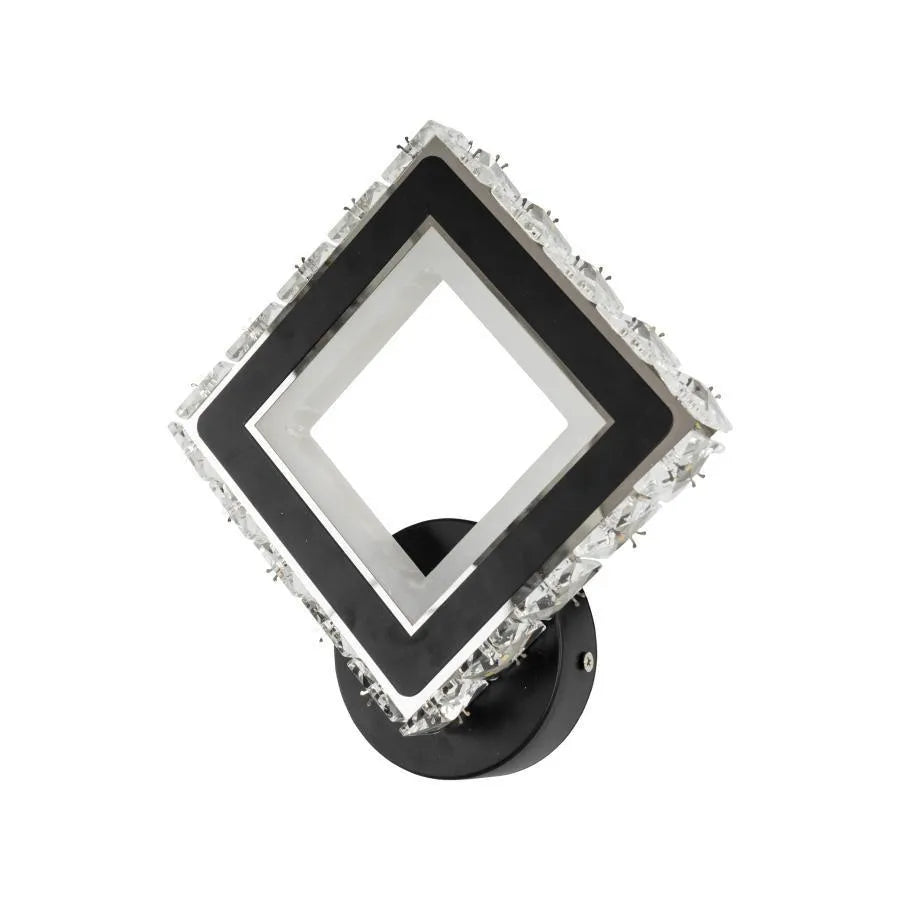 TERRANO LED стенна лампа с кристали, квадратна, 24W, студена/топла/неутрална светлина, черна и вътрешна стенна лампа от неръждаема стомана Заглавие по подразбиране Alessandro Design