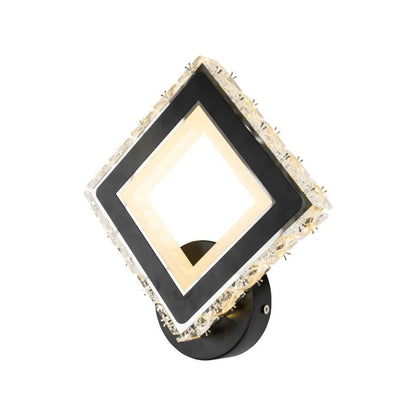 TERRANO LED стенна лампа с кристали, квадратна, 24W, студена/топла/неутрална светлина, черна и вътрешна стенна лампа от неръждаема стомана Заглавие по подразбиране Alessandro Design
