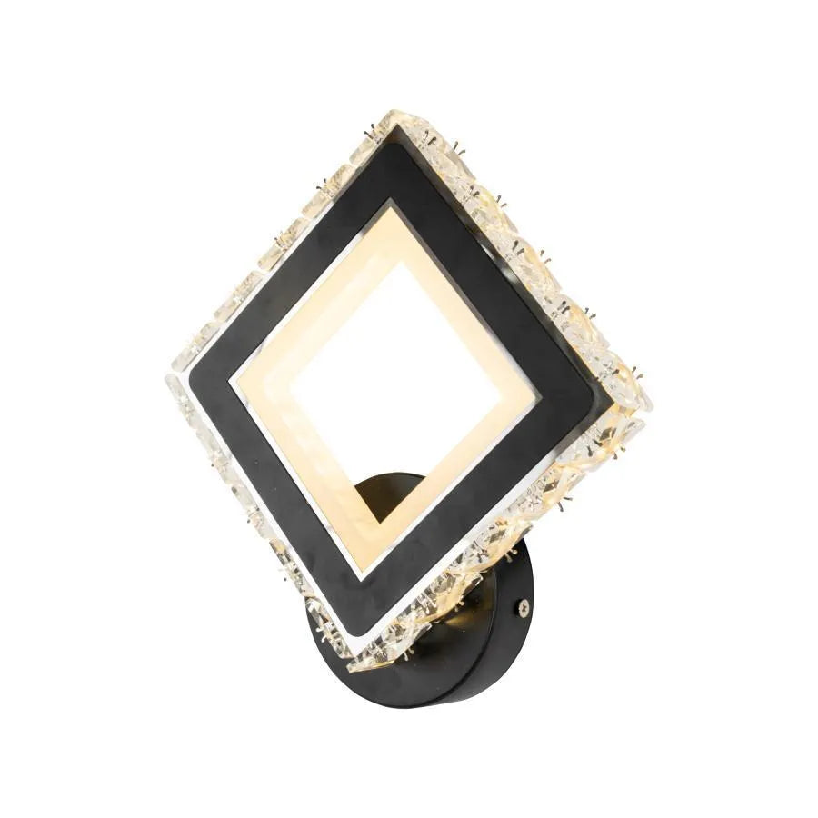 TERRANO LED стенна лампа с кристали, квадратна, 24W, студена/топла/неутрална светлина, черна и вътрешна стенна лампа от неръждаема стомана Заглавие по подразбиране Alessandro Design