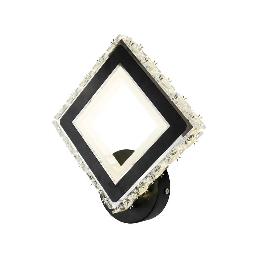 TERRANO LED стенна лампа с кристали, квадратна, 24W, студена/топла/неутрална светлина, черна и вътрешна стенна лампа от неръждаема стомана Заглавие по подразбиране Alessandro Design
