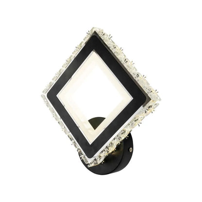 TERRANO LED стенна лампа с кристали, квадратна, 24W, студена/топла/неутрална светлина, черна и вътрешна стенна лампа от неръждаема стомана Заглавие по подразбиране Alessandro Design