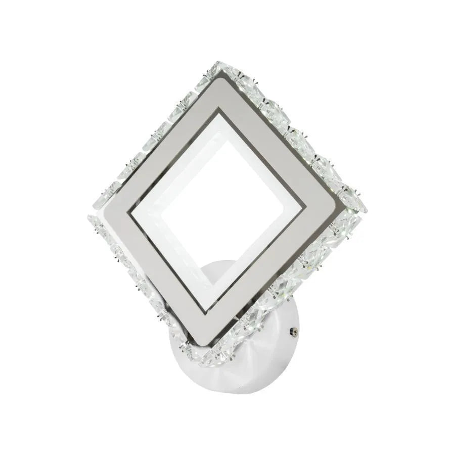 TERRANO LED стенна лампа с кристали, квадратна, 24W, студена/топла/неутрална светлина, бели и вътрешни стенни лампи от неръждаема стомана Заглавие по подразбиране Alessandro Design