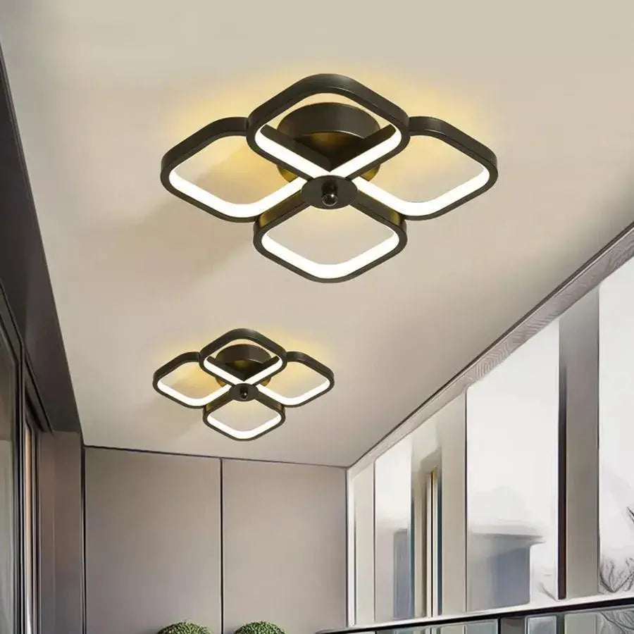LED полилей VERTEX Tesser 34W, 4 квадрата, студена/топла/неутрална светлина, черни LED полилеи Заглавие по подразбиране Alessandro Design