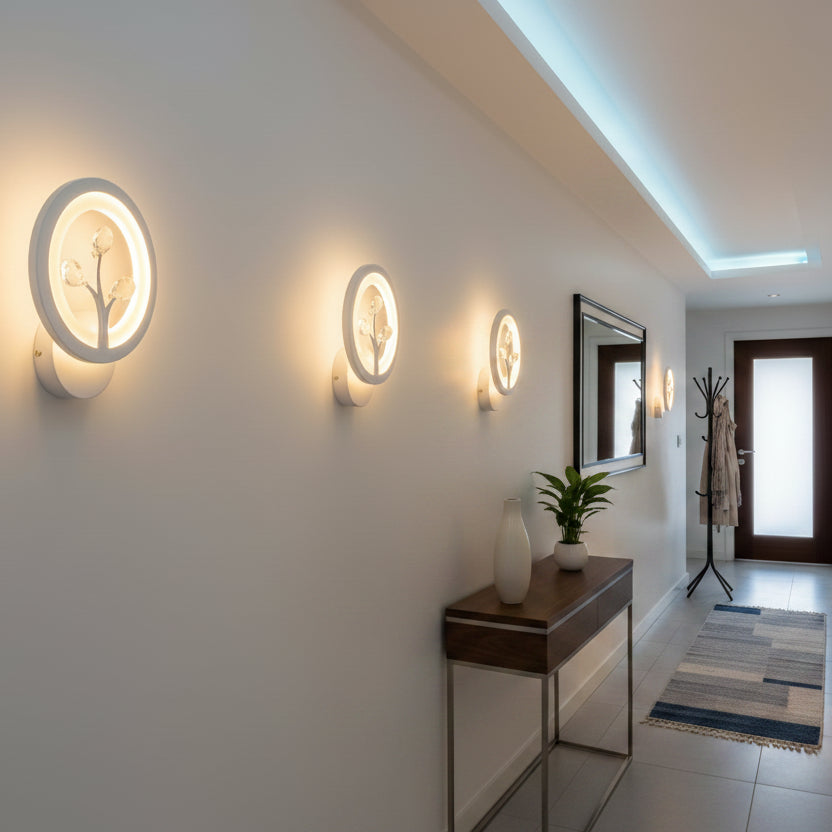 DAISY LED стенна лампа, 14W, студена/топла/неутрална светлина, бяла с кристални вътрешни стенни лампи Заглавие по подразбиране Alessandro Design