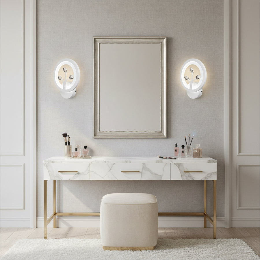DAISY LED стенна лампа, 14W, студена/топла/неутрална светлина, бяла с кристални вътрешни стенни лампи Заглавие по подразбиране Alessandro Design