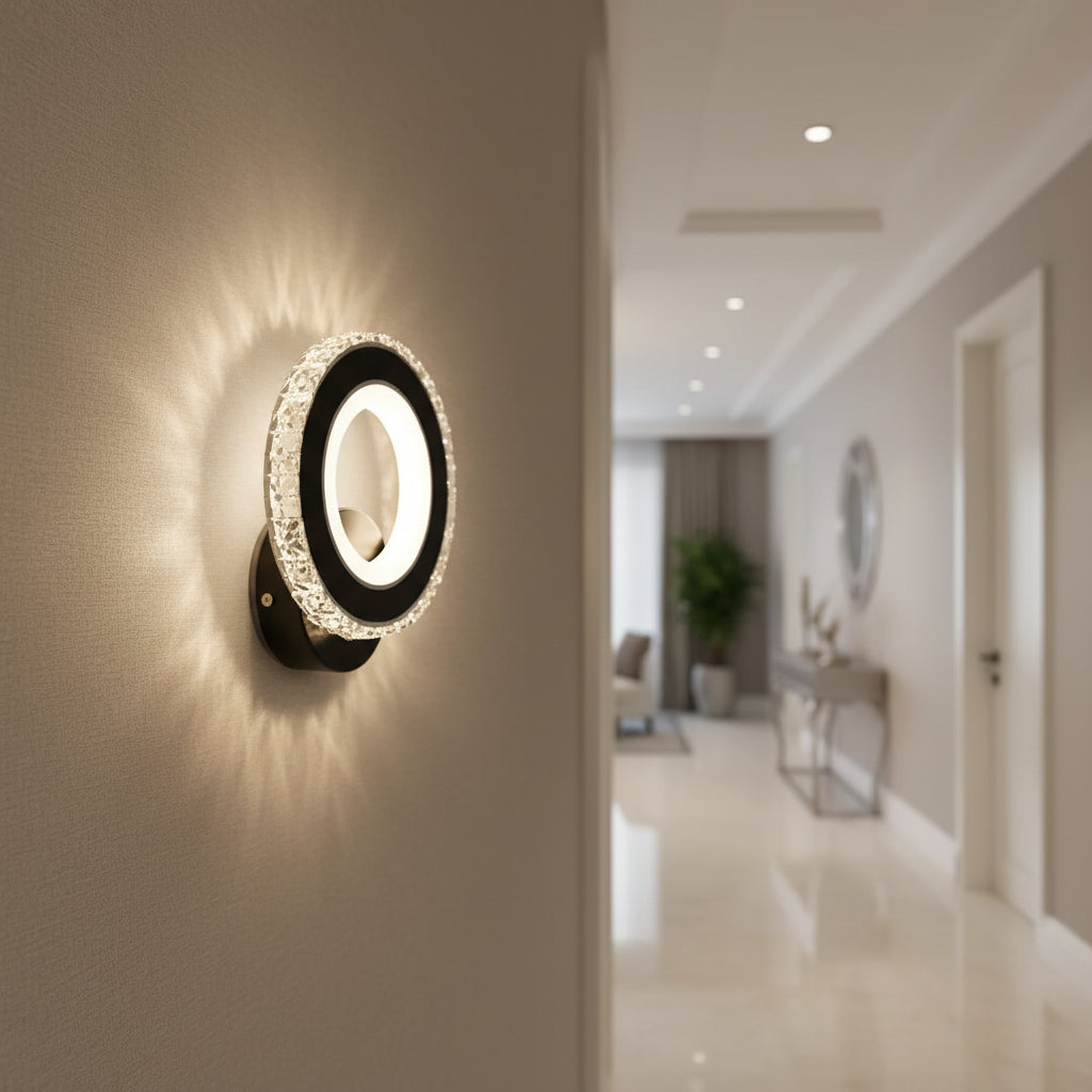 NOVA Rotonda LED стенна лампа, 16W, черна и неръждаема стомана, топла/студена/неутрална светлина Вътрешни стенни лампи Заглавие по подразбиране Alessandro Design
