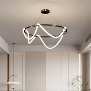 LED полилей DIVINO черен 91W с гъвкава силиконова тръба, диаметър 60 см - регулируема светлина 3000K/4000K/6000K Модерни полилеи Заглавие по подразбиране Alessandro Design