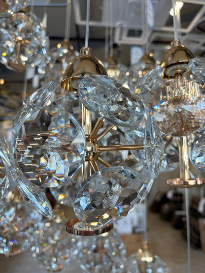 Crystal LED полилей KILKENNY Culmino, 144 W, неутрална светлина, диаметър 60 см, златни модерни полилеи Заглавие по подразбиране Alessandro Design