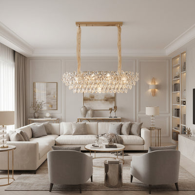 Кристален полилей Regalis 11x E14, диаметър 85 см, блестящо злато, регулируема височина, метал и кристал