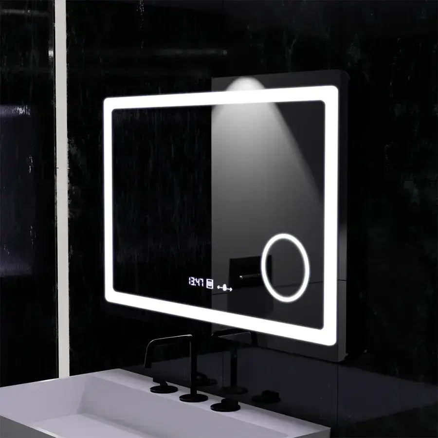 Правоъгълно LED огледало, 90x60 см, Souverain MotionGlow Marcello, система за обезпотяване, часовник и термометър, козметична лупа, димируеми огледала Marcello Заглавие по подразбиране Alessandro Design