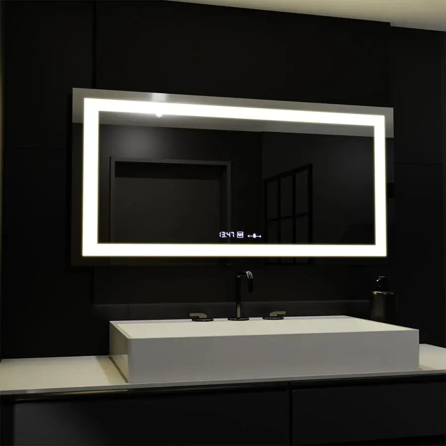 Правоъгълно LED огледало, 160x80 см, Verite MotionGlow Marcello, система за обезпотяване, часовник и термометър, димируеми огледала Marcello Заглавие по подразбиране Alessandro Design