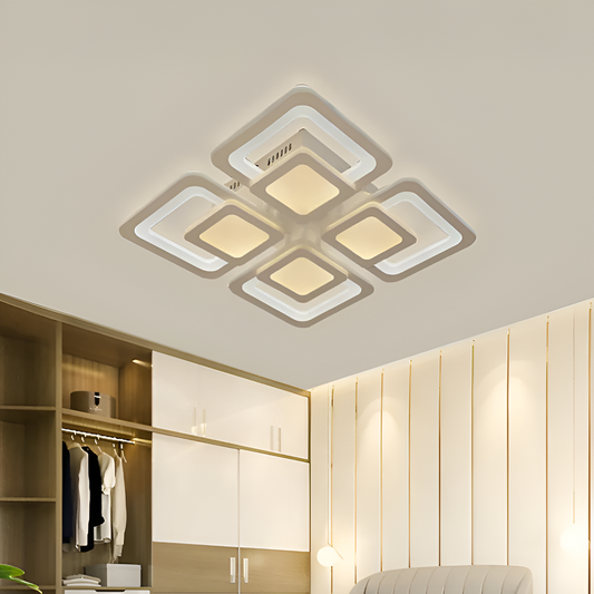 LED полилей с дистанционно управление SUSAN 96W, 4 квадрата, студена/топла/неутрална светлина, димируем, бял LED полилей с дистанционно управление Заглавие по подразбиране Alessandro Design