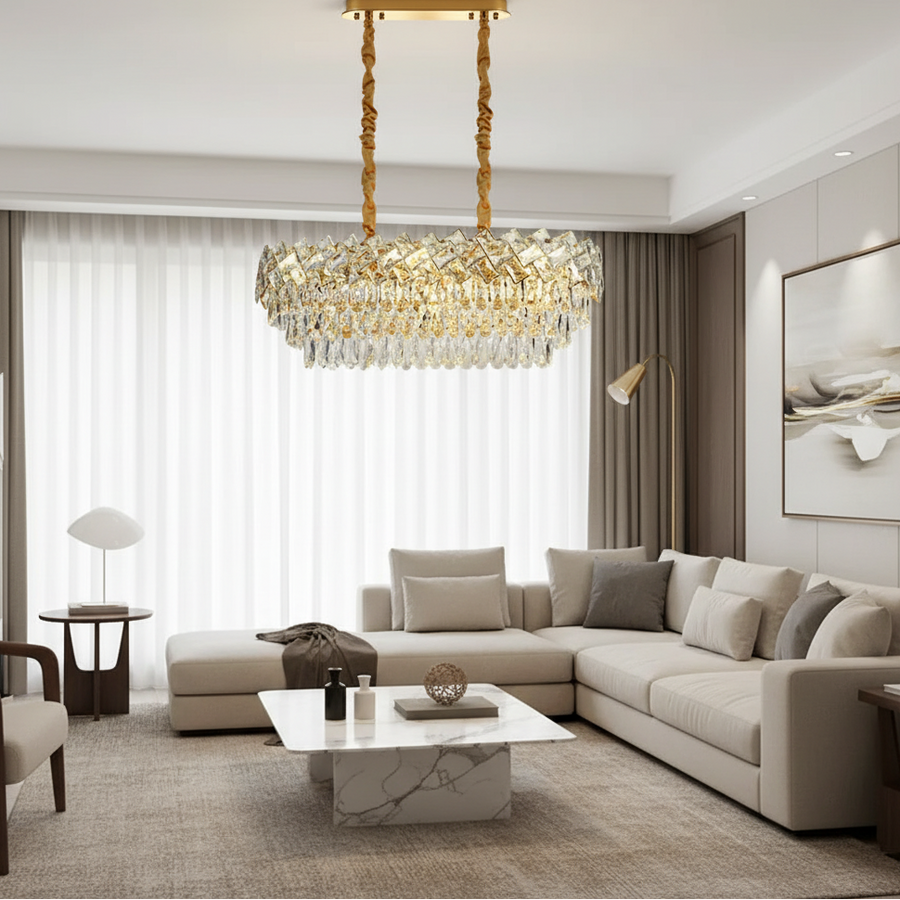 Кристален полилей WINDSOR Regalis 10x E14, блестящо злато, регулируема височина Кристални полилеи Заглавие по подразбиране Alessandro Design