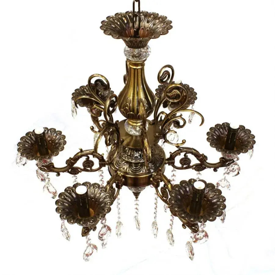 Кристален полилей SANSSOUCI Magno, 6xE14, диаметър 62 см, античен месинг Класически полилеи Заглавие по подразбиране Alessandro Design