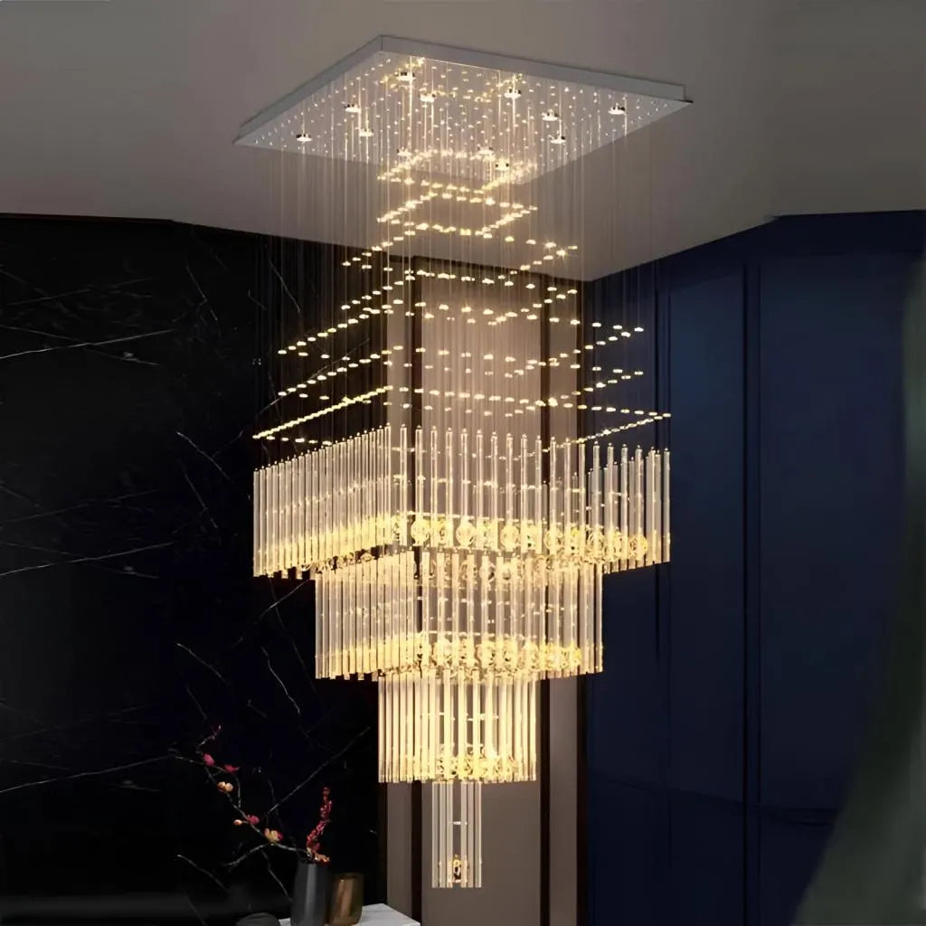 LED Кристален полилей 80W FLORENTIA Gold, Диаметър 50cm, Височина 200cm, Модел стълба Кристален полилей Заглавие по подразбиране Alessandro Design