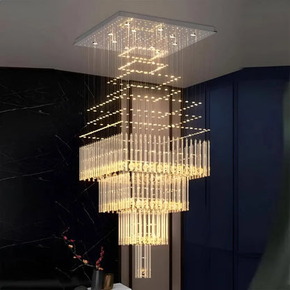 LED Кристален полилей 80W FLORENTIA Gold, Диаметър 50cm, Височина 200cm, Модел стълба Кристален полилей Заглавие по подразбиране Alessandro Design