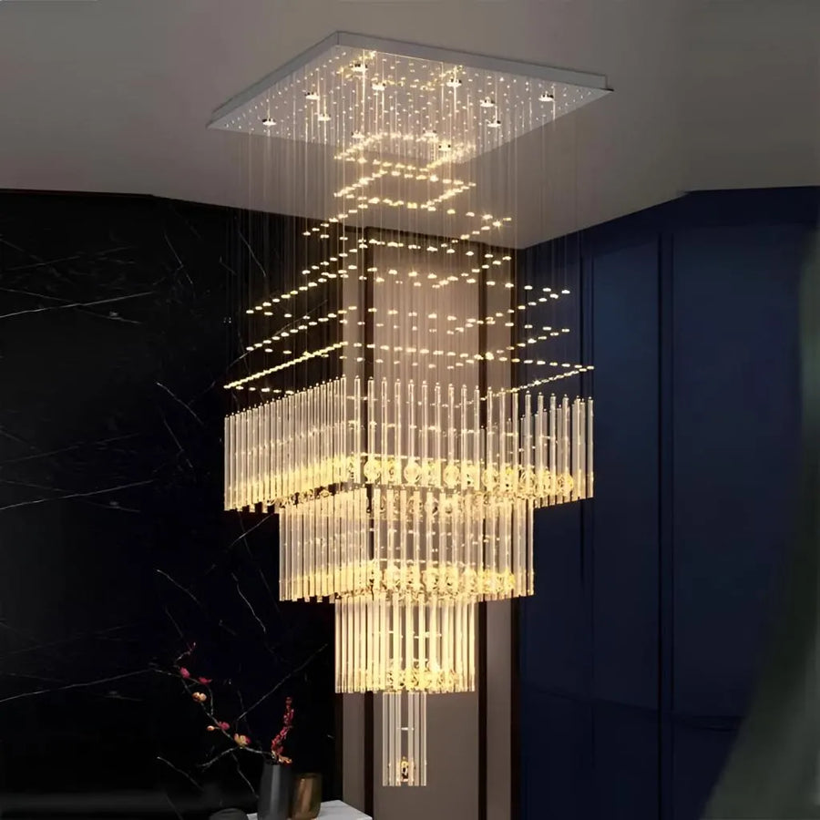 LED Кристален полилей 80W FLORENTIA Gold, Диаметър 50cm, Височина 200cm, Модел стълба Кристален полилей Заглавие по подразбиране Alessandro Design