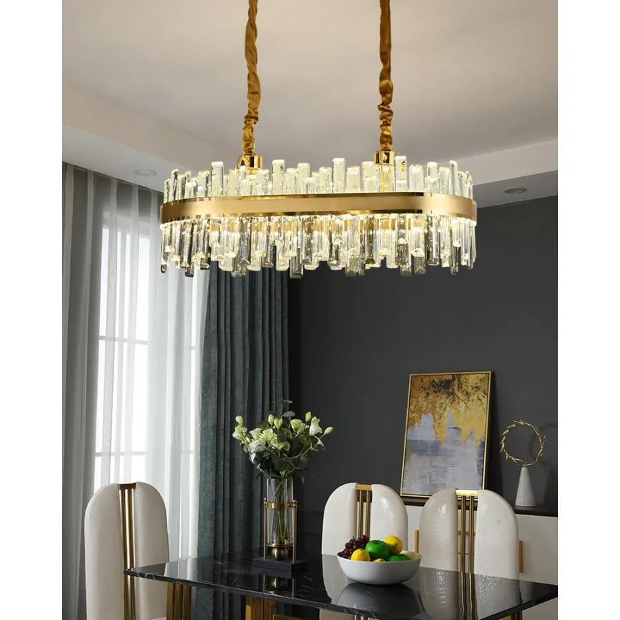 Achim LED полилей с дистанционно управление, 200 W, диаметър 80 см, златен, димируем кристален свещник Заглавие по подразбиране Alessandro Design