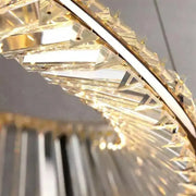 Окачен LED полилей с дистанционно управление и кристал CAIRO 36W, 1 кръг, Студена/Топла/Неутрална светлина, Димируем, Блестящо злато, Регулируема височина Кристални LED полилеи Заглавие по подразбиране Alessandro Design