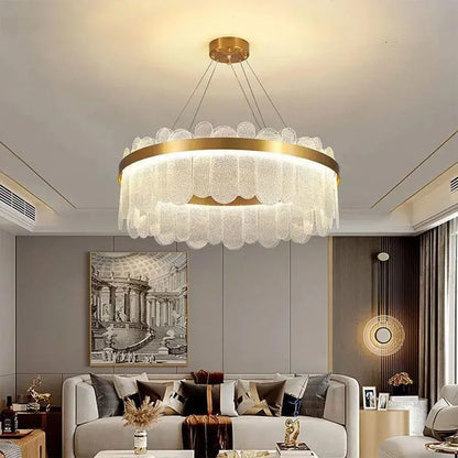 LED полилей с дистанционно управление Alonzo 93W димируем диаметър 60 см златни кристални полилеи Заглавие по подразбиране Alessandro Design