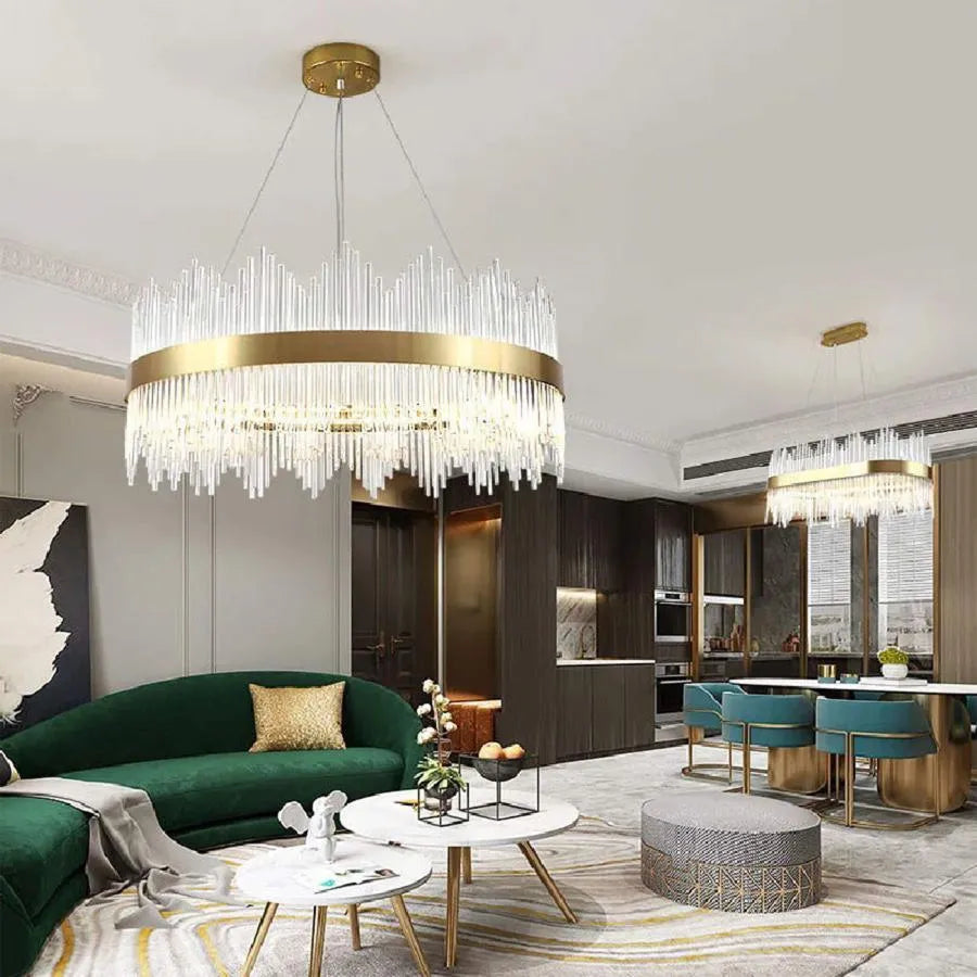 LED полилей с дистанционно управление Aurelio 133W Димируем златен полилей Crystal Заглавие по подразбиране Alessandro Design