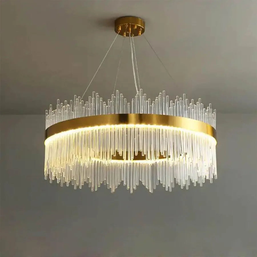 LED полилей с дистанционно Gonzalo 98W Димируем златен свещник Cristal Заглавие по подразбиране Alessandro Design
