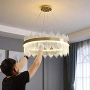 LED полилей с дистанционно управление Lazaro 63W Dimable Gold Crystal Candelabra Заглавие по подразбиране Alessandro Design