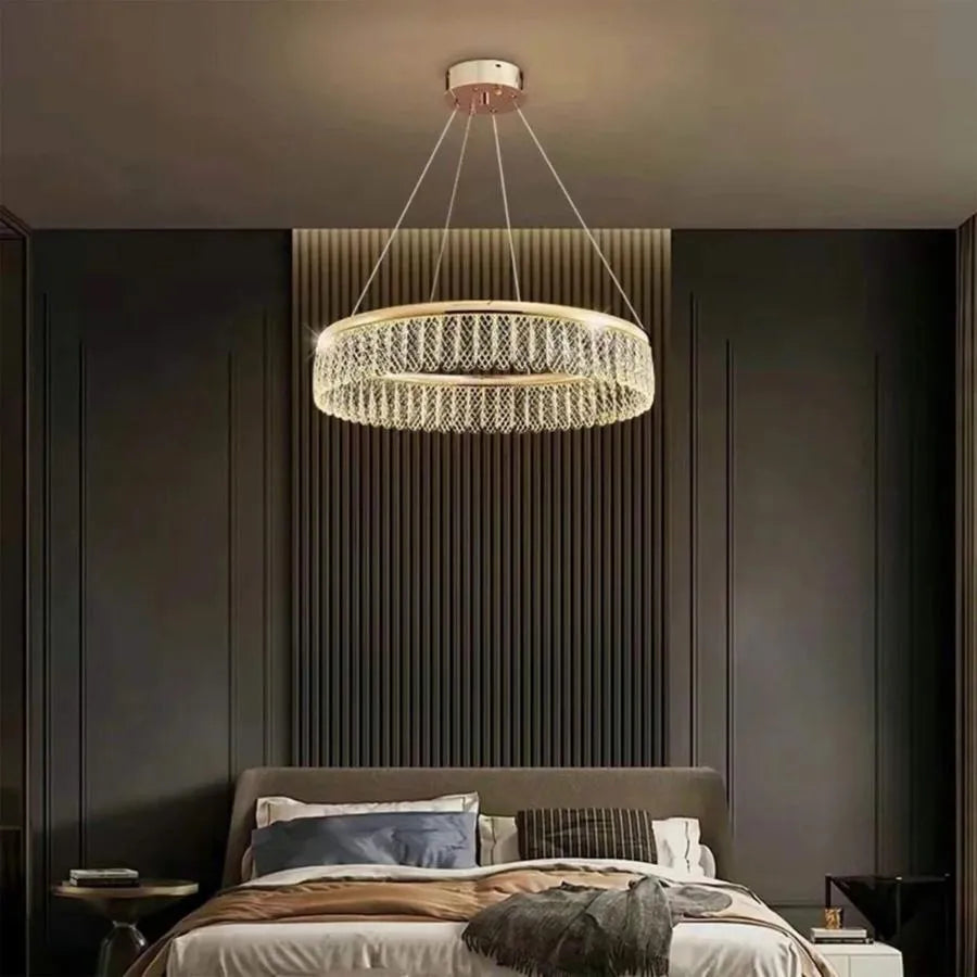 LED полилей с дистанционно управление Zareef 80W, златен кристален полилей Заглавие по подразбиране Alessandro Design