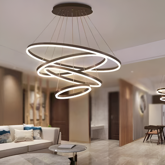 Lustra LED suspendata cu telecomanda CASIANA 130W, 4 Cercuri, lumina Rece/Calda/Neutra, Dimabila, Negru, Inaltime Reglabila Lustre LED cu Telecomanda Default Title Alessandro Design