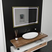 Правоъгълно LED огледало, 100x80 см, Verite Royale Gold Motion Glow Marcello, система за обезпотяване, часовник и термометър, димируеми огледала Marcello Заглавие по подразбиране Alessandro Design