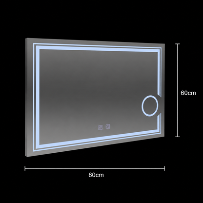 Правоъгълно LED огледало, 80x60cm, CANTO Touch, Demister System, Dimable