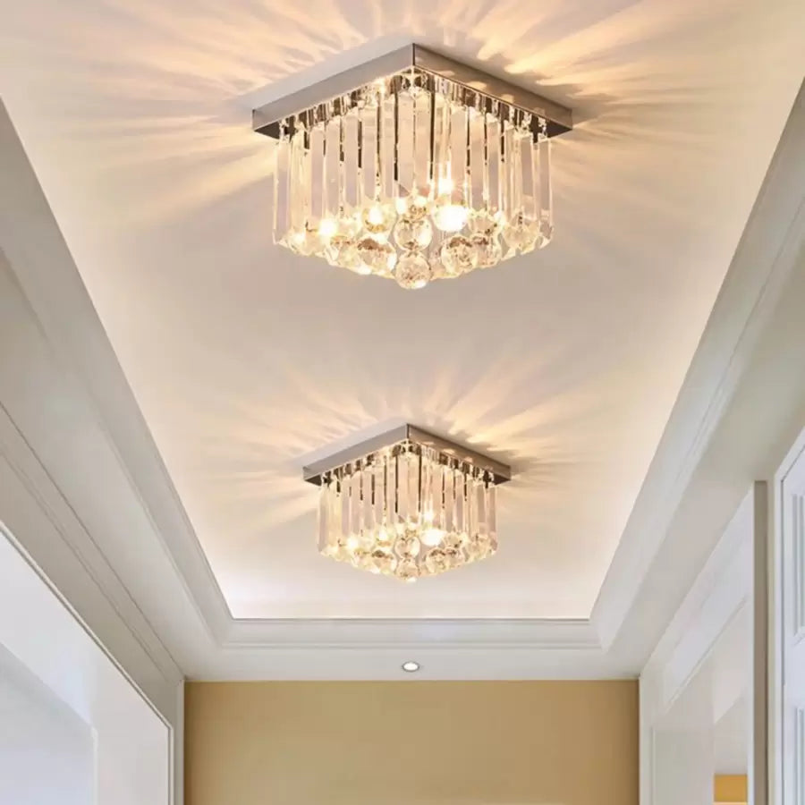 Кристален полилей MARTINEZ Linear Luxe, диаметър 35 см, 4x E14, блестящ хромиран свещник Moderne Заглавие по подразбиране Alessandro Design