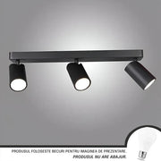 Полилей Joom с линейни проектори 3XGU10 Черни LED таванни светлини Заглавие по подразбиране Alessandro Design