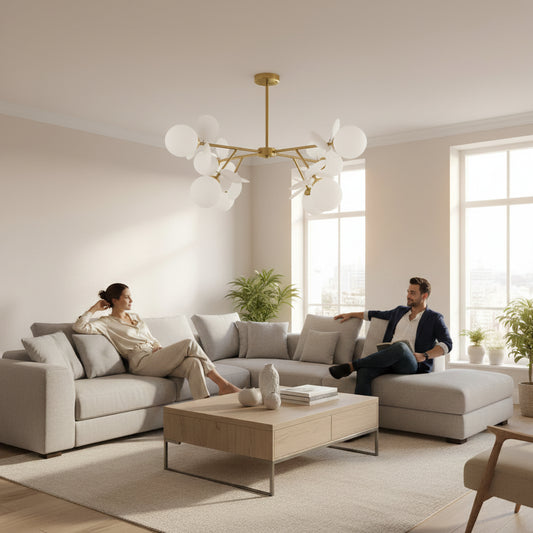 Lustra cu bec moderna SVEN, Ø73cm,8x G9, Auriu, Metal