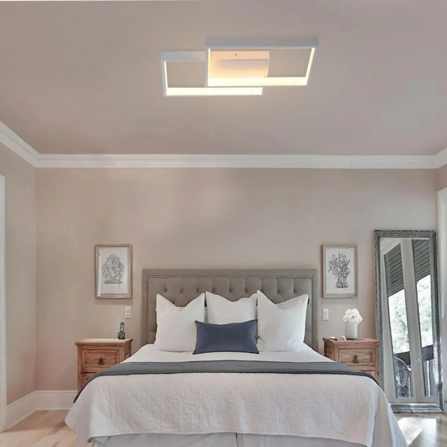 LED полилей с дистанционно управление LANDYN 37W, 2 квадрата, студена/топла/неутрална светлина, димируем, бял LED полилей с дистанционно управление Default Title Alessandro Design