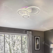LED полилей с дистанционно управление и кристал LEOCADIA RGB 134W, 3 кръга, студена/топла/неутрална светлина, димируем, бял кристален LED полилей Заглавие по подразбиране Alessandro Design