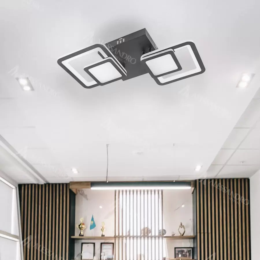 LED полилей с дистанционно управление BALANS 44W, 2 квадрата, студена/топла/неутрална светлина, димируем, черен LED полилей с дистанционно управление Заглавие по подразбиране Alessandro Design