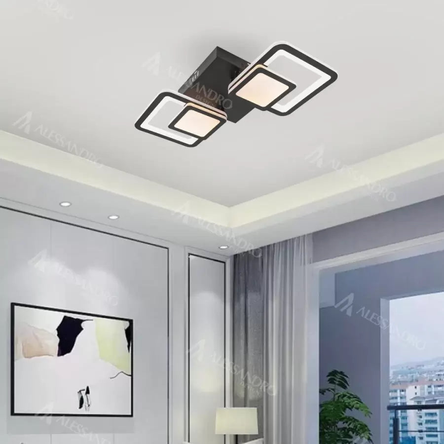 LED полилей с дистанционно управление BALANS 44W, 2 квадрата, студена/топла/неутрална светлина, димируем, черен LED полилей с дистанционно управление Заглавие по подразбиране Alessandro Design