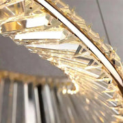 Окачен LED полилей с дистанционно управление и кристал CAIRO 98W, 2 кръга, Студена/Топла/Неутрална светлина, Димируем, Блестящо злато, Регулируема по височина Кристални LED полилеи Заглавие по подразбиране Alessandro Design