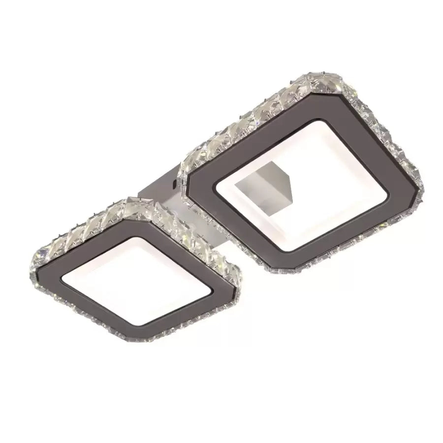 LED полилей с дистанционно управление и кристален QUADRIS 41W, 2 квадрата, студена/топла/неутрална светлина, димируем, бял кристален LED полилей Заглавие по подразбиране Alessandro Design