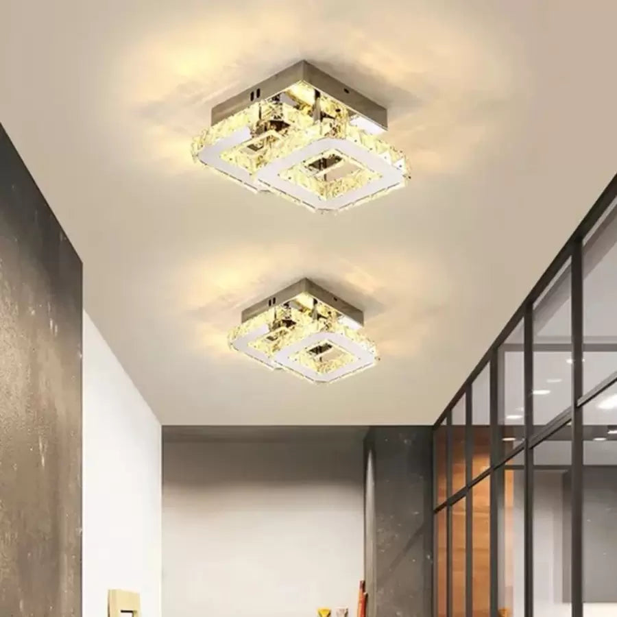 Кристален LED полилей JEREMIAH 48W, 2 квадрата, студена/топла/неутрална светлина, лъскави хромирани LED полилеи Заглавие по подразбиране Alessandro Design