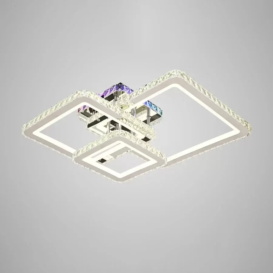 LED полилей с дистанционно управление и кристал JUSTIN RGB 106W, 3 квадрата, студена/топла/неутрална светлина, димируеми, лъскави хромирани кристални LED полилеи Заглавие по подразбиране Alessandro Design