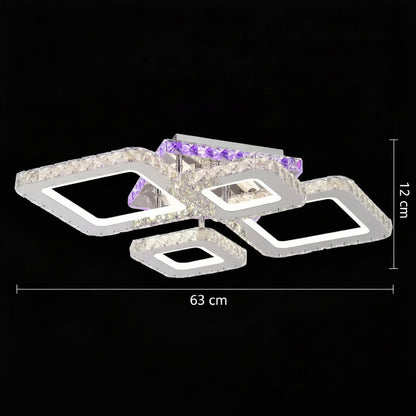 LED полилей с дистанционно управление и кристал NOVA RHOMBA RGB 95W, 4 квадрата, студена/топла/неутрална светлина, възможност за димиране, блестящи хромирани LED полилеи и кристали Заглавие по подразбиране Alessandro Design