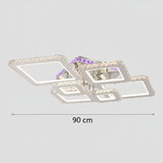 LED полилей с дистанционно управление и кристал NOVA RHOMBA RGB 168W, 6 квадрата, студена/топла/неутрална светлина, димиране, блестящи хромирани LED полилеи и кристали Заглавие по подразбиране Alessandro Design