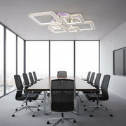 LED полилей с дистанционно управление и кристал NOVA RHOMBA RGB 168W, 6 квадрата, студена/топла/неутрална светлина, димиране, блестящи хромирани LED полилеи и кристали Заглавие по подразбиране Alessandro Design
