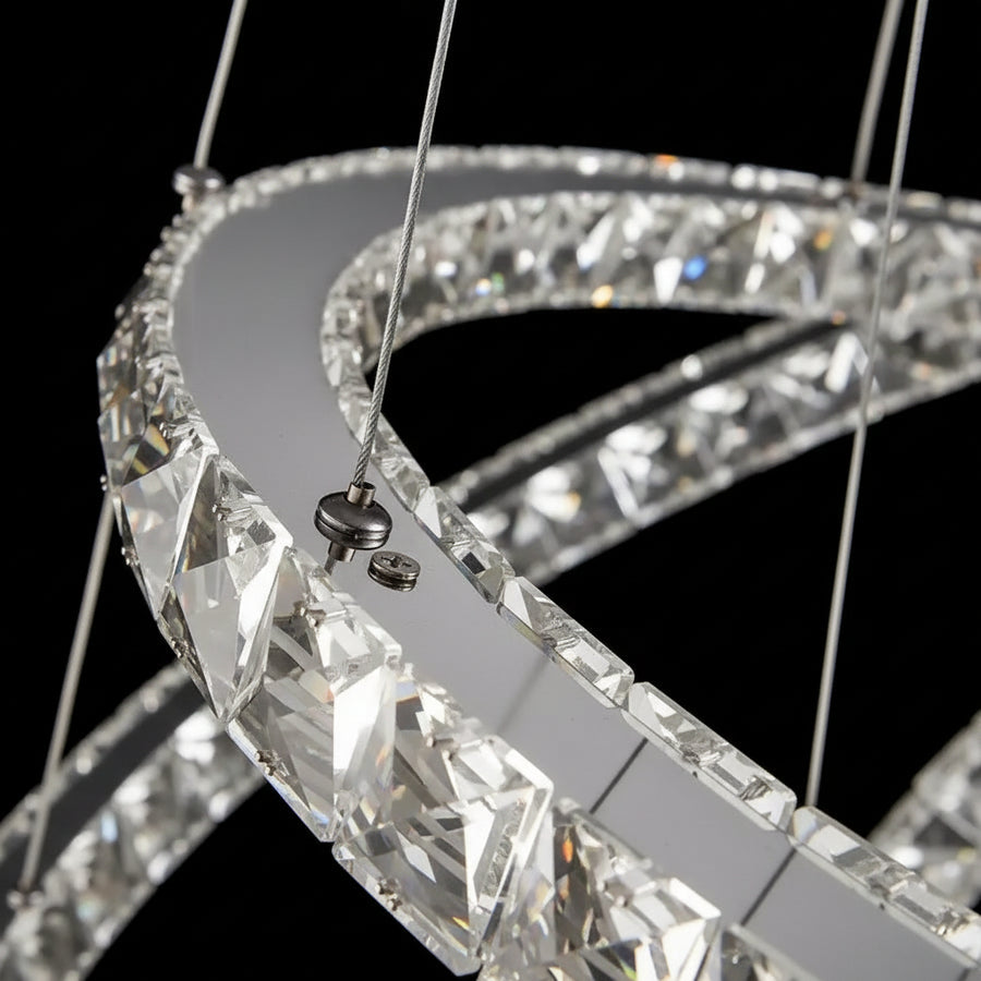 LED полилей с дистанционно управление PRISM Luminis, кристал и метал, 210 W, 4 кръга, димируема, студена/топла/неутрална светлина, луксозно осветление LED полилеи с дистанционно управление Заглавие по подразбиране Alessandro Design