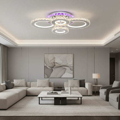 LED полилей с дистанционно управление и кристал NOVA ROTONDA RGB 82W, 4 кръга, студена/топла/неутрална светлина, димиране, хром LED полилеи и кристали Заглавие по подразбиране Alessandro Design